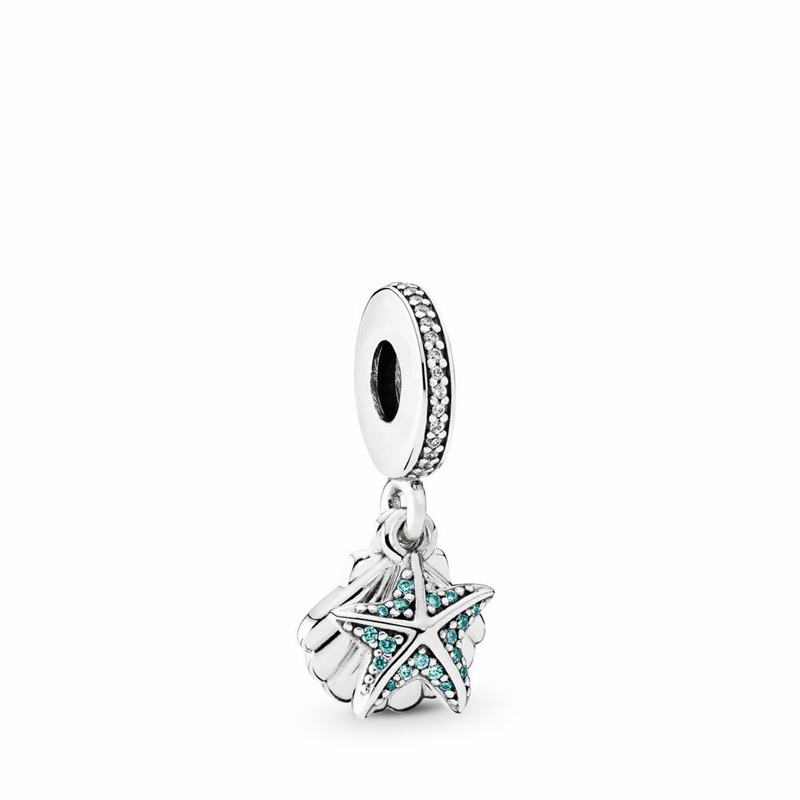 Pandora Tropical Starfish & Sea Shell Dangle Charm Silver Egypt WC2316598